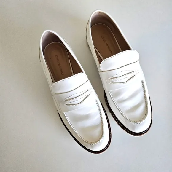 Stuart Weitzman | Parker Lift Leather Loafer White Shoes, Womens 8.5