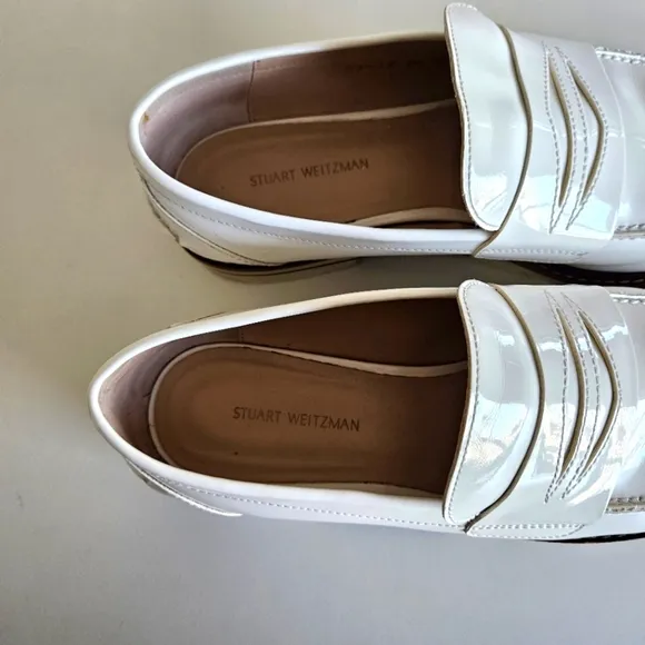 Stuart Weitzman | Parker Lift Leather Loafer White Shoes, Womens 8.5