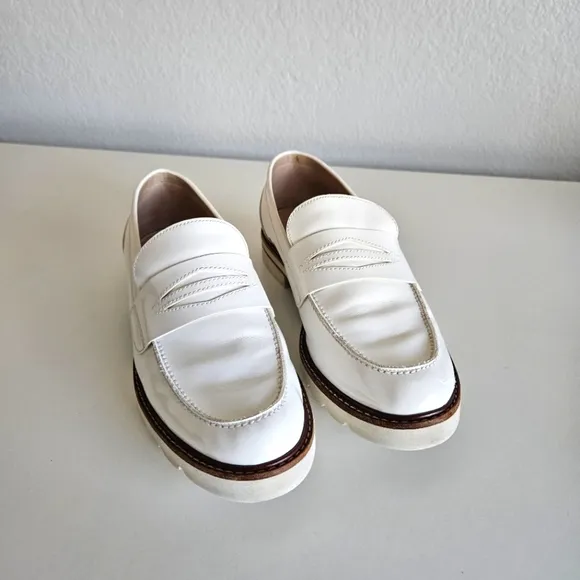 Stuart Weitzman | Parker Lift Leather Loafer White Shoes, Womens 8.5
