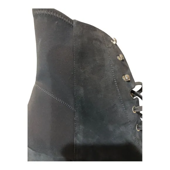 Stuart Weitzman Savannah Grey Suede Leather laceup granny ankle boots size 12/13