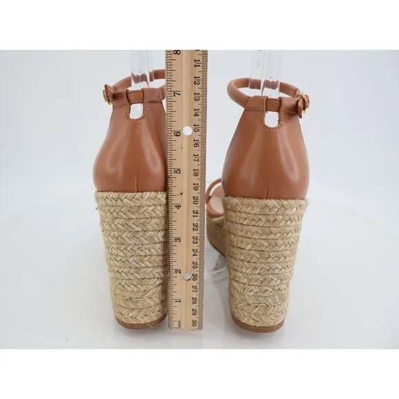 Stuart Weitzman Women Brown Nudist Wedge Espadrille Sandal Shoes Size 8.5 C Wide