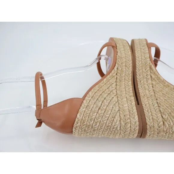 Stuart Weitzman Women Brown Nudist Wedge Espadrille Sandal Shoes Size 8.5 C Wide