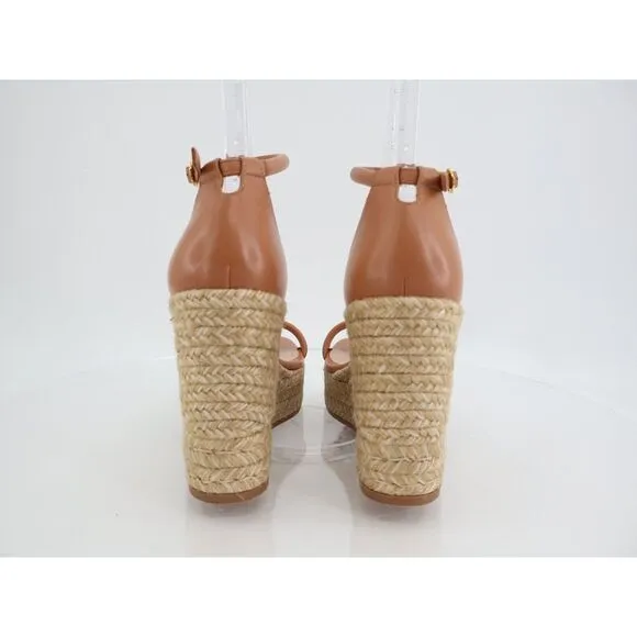 Stuart Weitzman Women Brown Nudist Wedge Espadrille Sandal Shoes Size 8.5 C Wide
