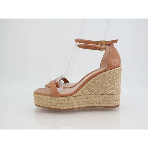 Stuart Weitzman Women Brown Nudist Wedge Espadrille Sandal Shoes Size 8.5 C Wide