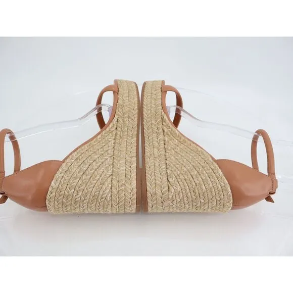 Stuart Weitzman Women Brown Nudist Wedge Espadrille Sandal Shoes Size 8.5 C Wide