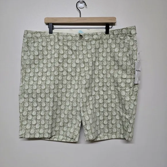 Tommy Bahama Pineapple Chino Shorts Mens Sz 42 Green Stretch Cruise Resort Wear