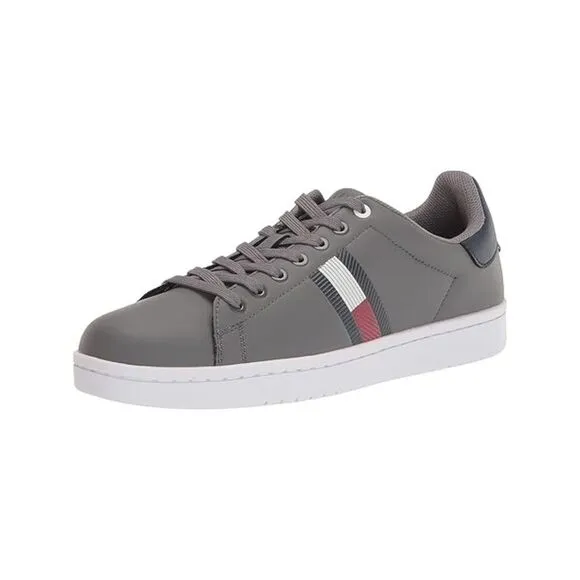 TOMMY HILFIGER Mens Gray Logo Lampkin Round Toe Platform Sneakers Shoes 10.5