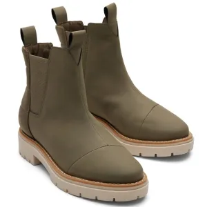 TOMS‎ 10018627 Women's Skylar Olive Synthetic Nubuck Chelsea Lug Boots Shoes