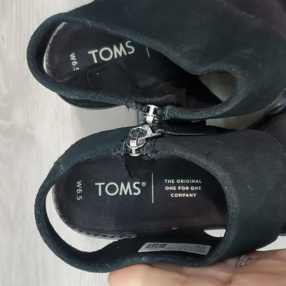 Toms Women Majorca Block Ankle Leather Heels Boots shoes sz 6.5