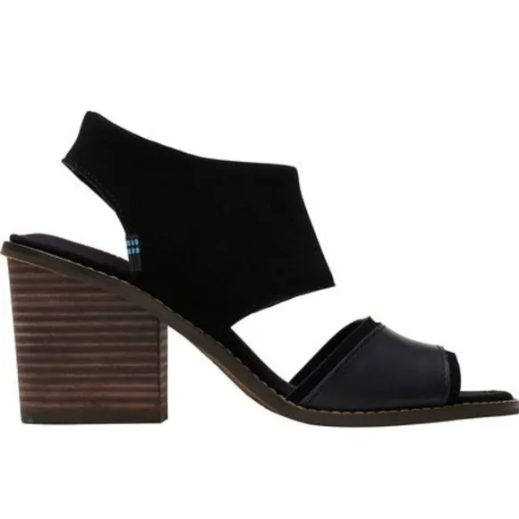 Toms Women Majorca Block Ankle Leather Heels Boots shoes sz 6.5