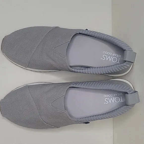 TOMS - Zapatos casuales sin cordones gris claro para hombre, talla 11,