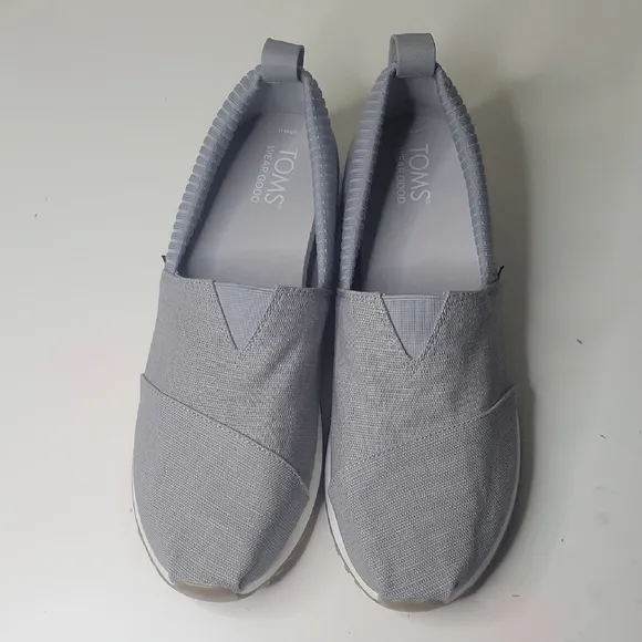 TOMS - Zapatos casuales sin cordones gris claro para hombre, talla 11,