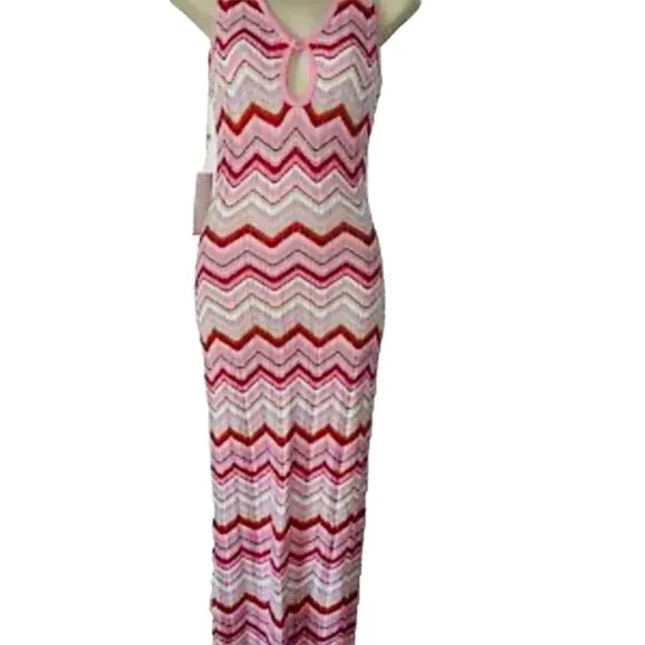 Torn by Ronny Kobo Chevron Knit Pink Maxi Dress