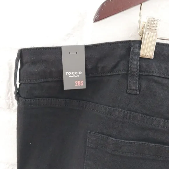 Torrid Jeans Womens 28 S Short Black Perfect Wide Leg Vintage Stretch Waist 53