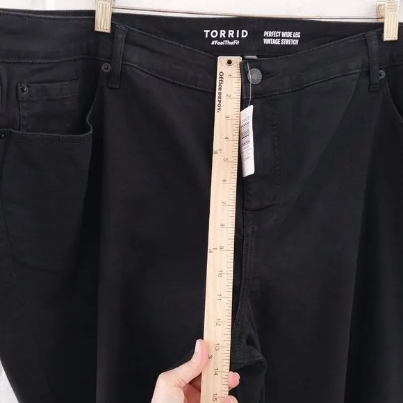 Torrid Jeans Womens 28 S Short Black Perfect Wide Leg Vintage Stretch Waist 53