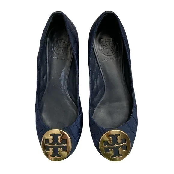Tory Burch blue quilted shoes