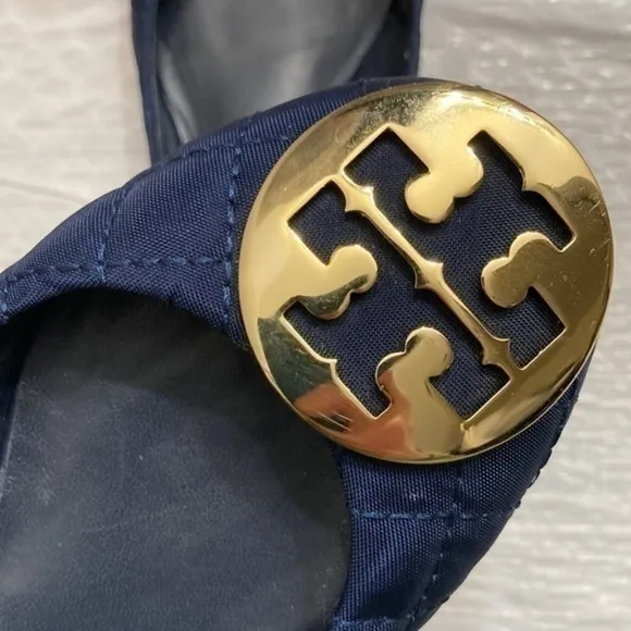 Tory Burch blue quilted shoes