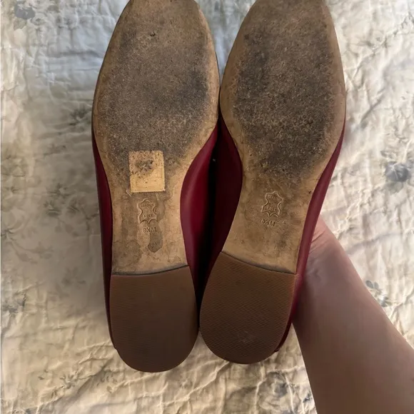Tory Burch Red Flats with Elegant Gold Details