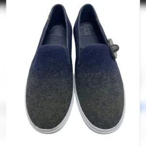 TORY BURCH Stardust Blue Green Umbre Wool Slip On Sneaker Shoes Sz 9