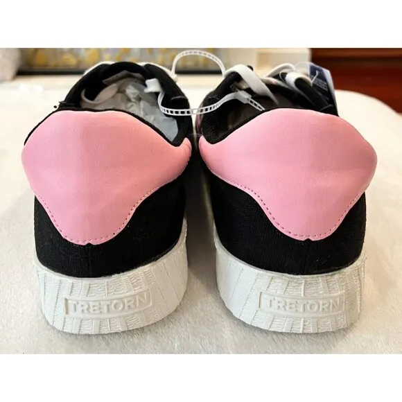 Tretorn Easy Nylite Men’s Shoes Lace Up Sneakers Black Pink Ribbon Size 11 M NEW