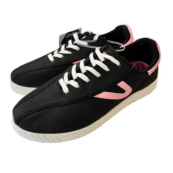 Tretorn Easy Nylite Men’s Shoes Lace Up Sneakers Black Pink Ribbon Size 11 M NEW