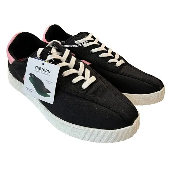 Tretorn Easy Nylite Men’s Shoes Lace Up Sneakers Black Pink Ribbon Size 11 M NEW