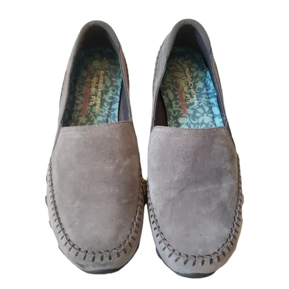 TWO pr Skechers genuine Suede loafers