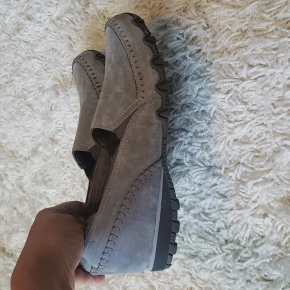 TWO pr Skechers genuine Suede loafers