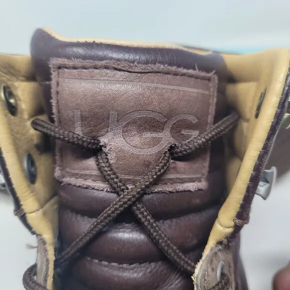 UGG Australia Mens Genuine Leather Sneakers Brown Size US 9 Shoes Comfort 99%