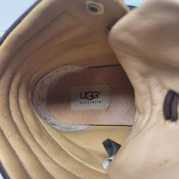 UGG Australia Mens Genuine Leather Sneakers Brown Size US 9 Shoes Comfort 99%