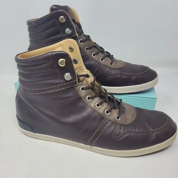 UGG Australia Mens Genuine Leather Sneakers Brown Size US 9 Shoes Comfort 99%