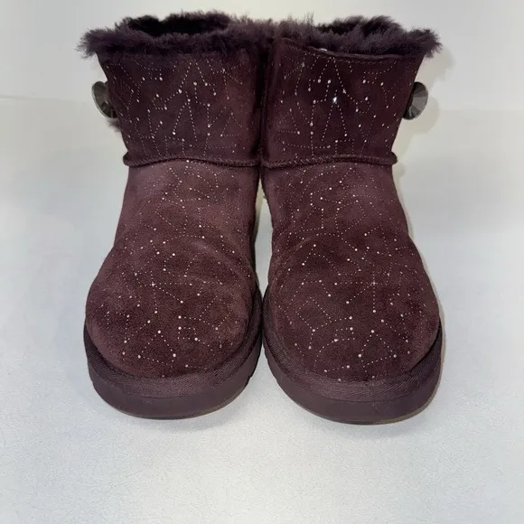 UGG Australia Womens Mini Bailey Button Bling Constellation Boot Purple US 7