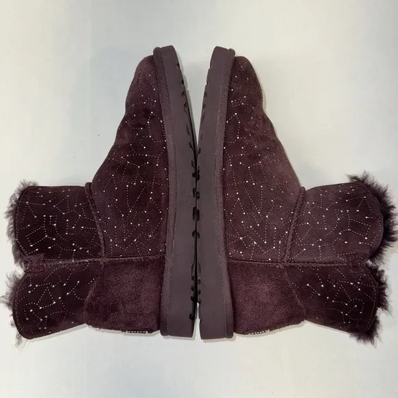 UGG Australia Womens Mini Bailey Button Bling Constellation Boot Purple US 7