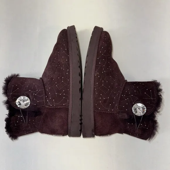 UGG Australia Womens Mini Bailey Button Bling Constellation Boot Purple US 7