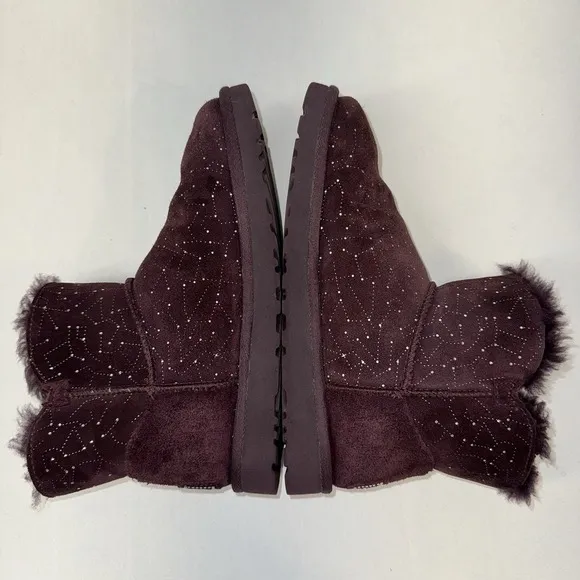 UGG Australia Womens Mini Bailey Button Bling Constellation Boot Purple US 7