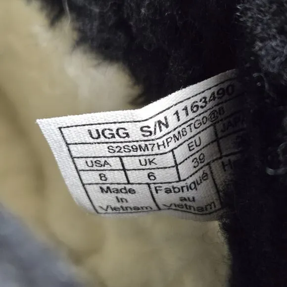 UGG Classic Ultra Mini LTHR Regen Womens Size 8 Slip On Shoes Boots Lined Black