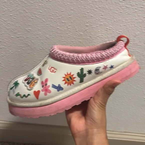 UGG Kids' Pink and White Slip-On Shoes