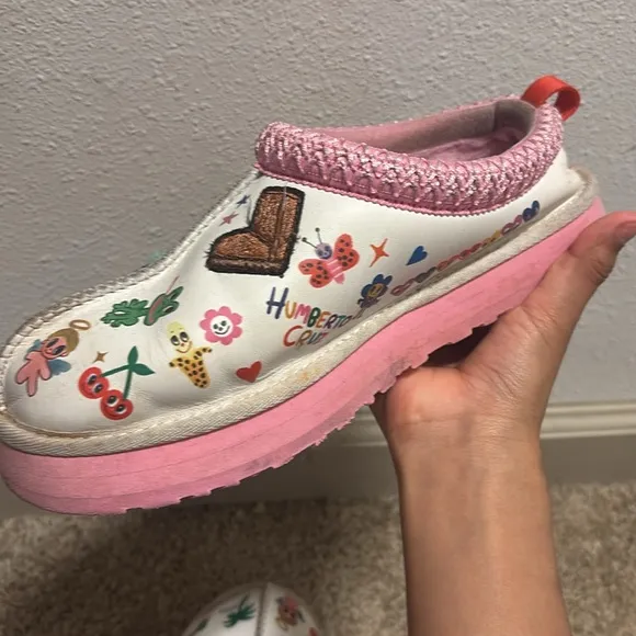 UGG Kids' Pink and White Slip-On Shoes