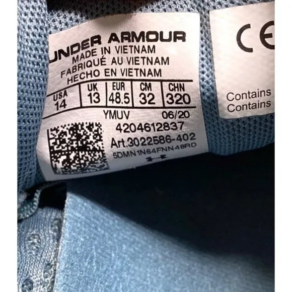 Under Armour HOVR Sonic 3 Connected Shoes Lichen Blue Gray - Men's 14 Bluetooth