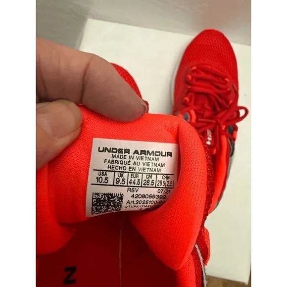 Under Armour Mens Charged Focus Print Running Shoes - Red - 10.5 NWT