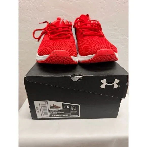 Under Armour Mens Charged Focus Print Running Shoes - Red - 10.5 NWT