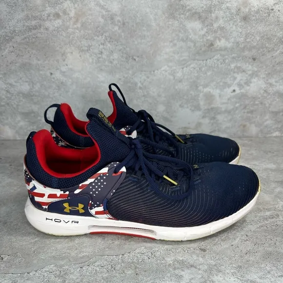 Under Armour Men's HOVR Rise 2 Cross Trainer Academy Blue Mens 13 American Flag