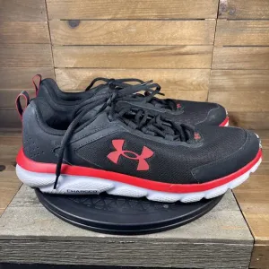 Under Armour Mens Size 13 Red Black Charged Assert Running Lace Up Shoes