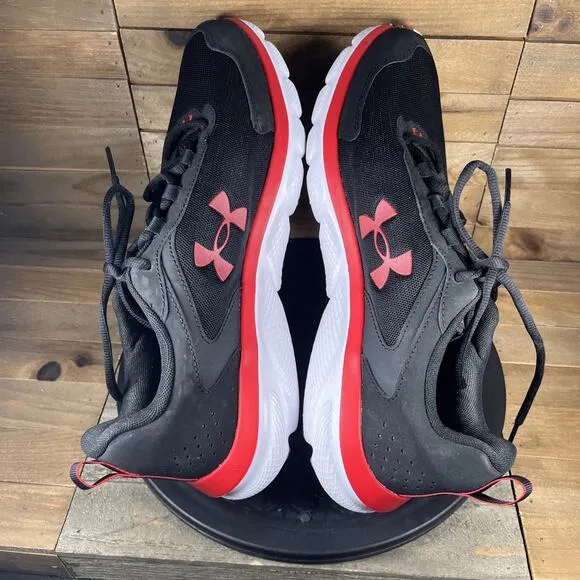 Under Armour Mens Size 13 Red Black Charged Assert Running Lace Up Shoes