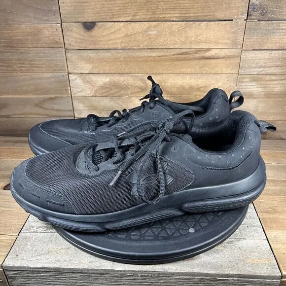 Under Armour Mens Sz 13 Charged Assert 9 Black Lace Up Running Shoes Sneaker