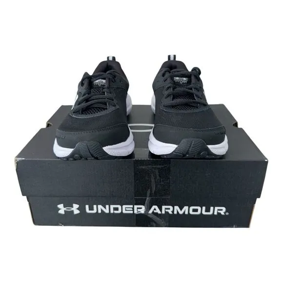 Under Armour BGS Assert 10 Wide Black White Boys Grade School Shoes Size 5 Y