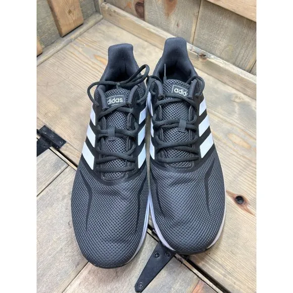 US10.5 Adidas Mens Runfalcon Gray White Running Shoes Sneakers