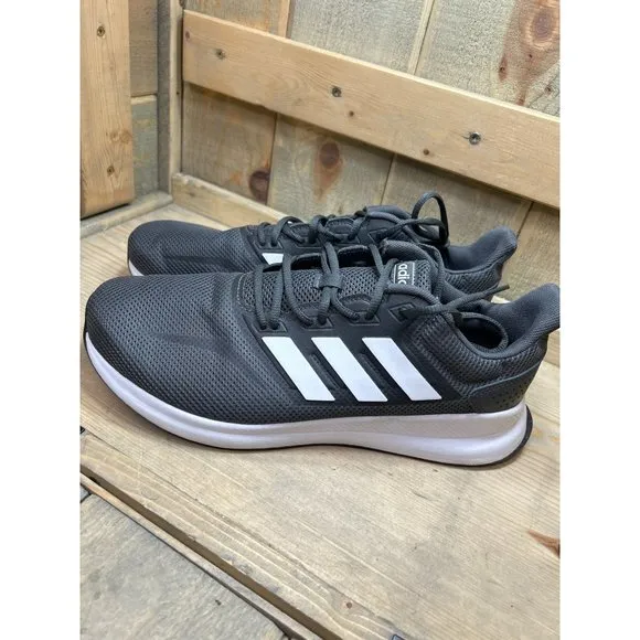 US10.5 Adidas Mens Runfalcon Gray White Running Shoes Sneakers