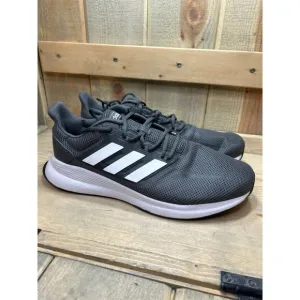 US10.5 Adidas Mens Runfalcon Gray White Running Shoes Sneakers