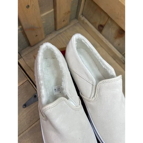 US9.5 NEW Vans Asher DX Women's Slip-On Shoes Sherpa Lined BIRCH
